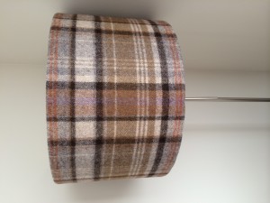 40cm drum style lampshade covered with Abraham Moon 100% pure new wool fabric, from their Natural Wool Collection, Autumn in Camel 